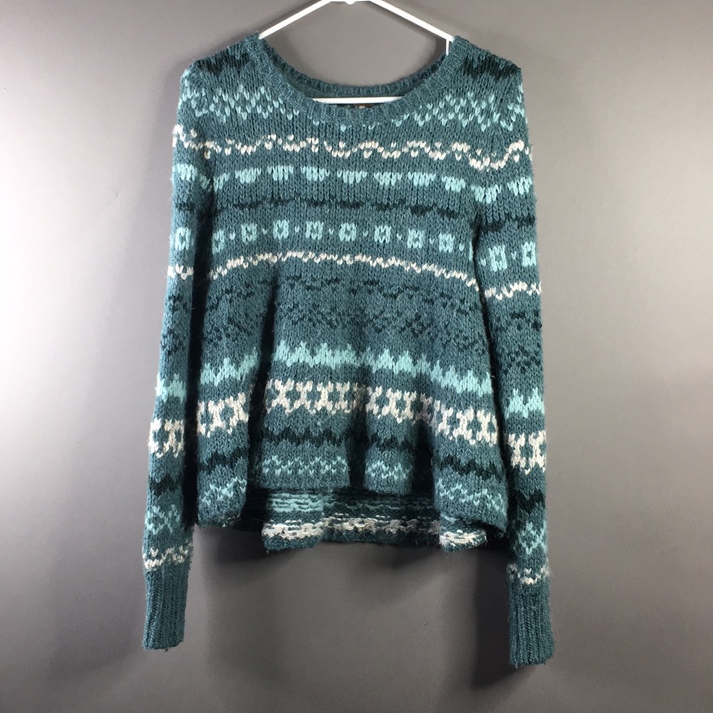 Free People Heart Patterned Wool Blend Sweater